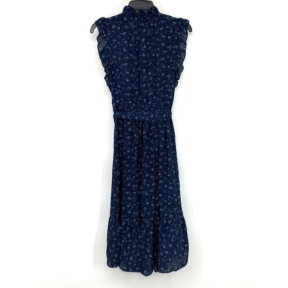 Kate Spade Dress Blue Wild Roses Floral Print V Neck Ruffle Wrap - Picture 11 of 14